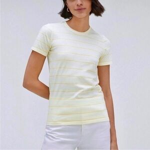 Everlane | Striped Organic Cotton Crew T-Shirt | Yellow & White | Size S